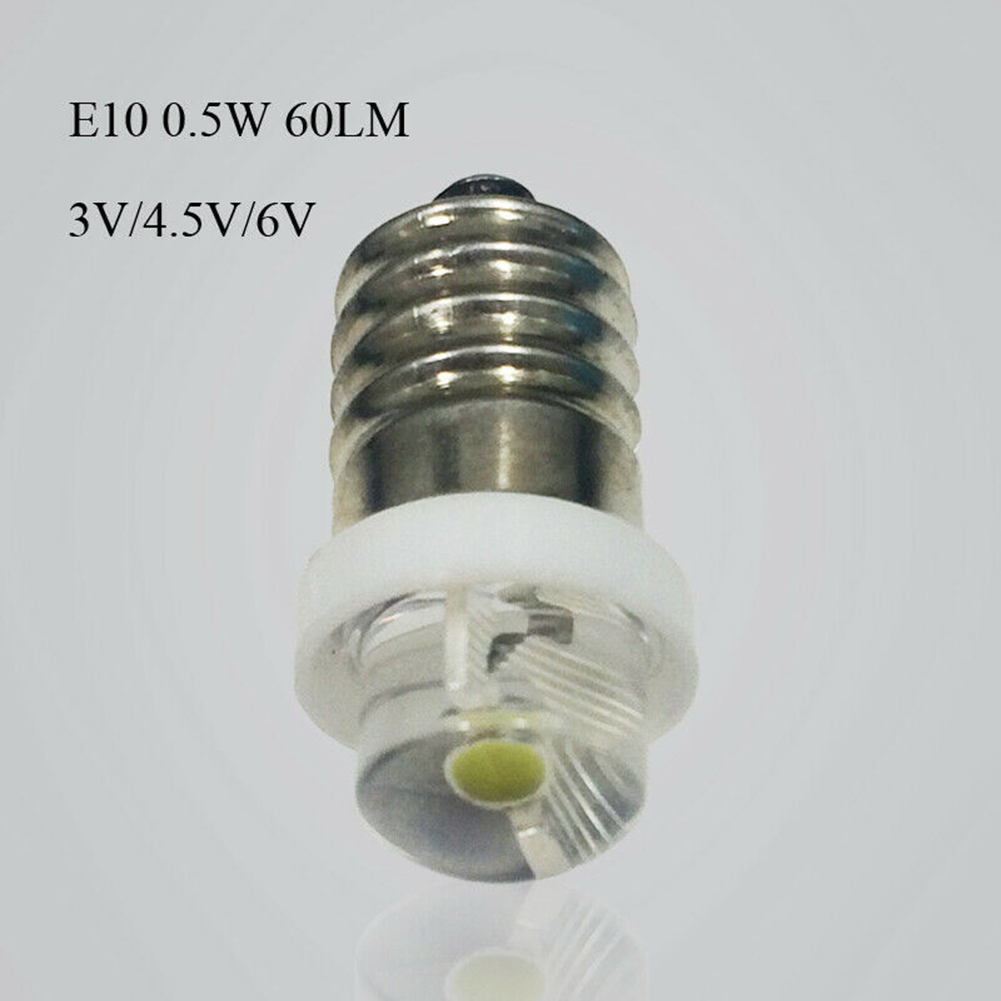 1 bombilla de linterna 3V 4,5 V 6V 0,5 W 6000K LED blanco E10 bombilla de repuesto para linterna linterna antorcha ciclismo Camping piezas