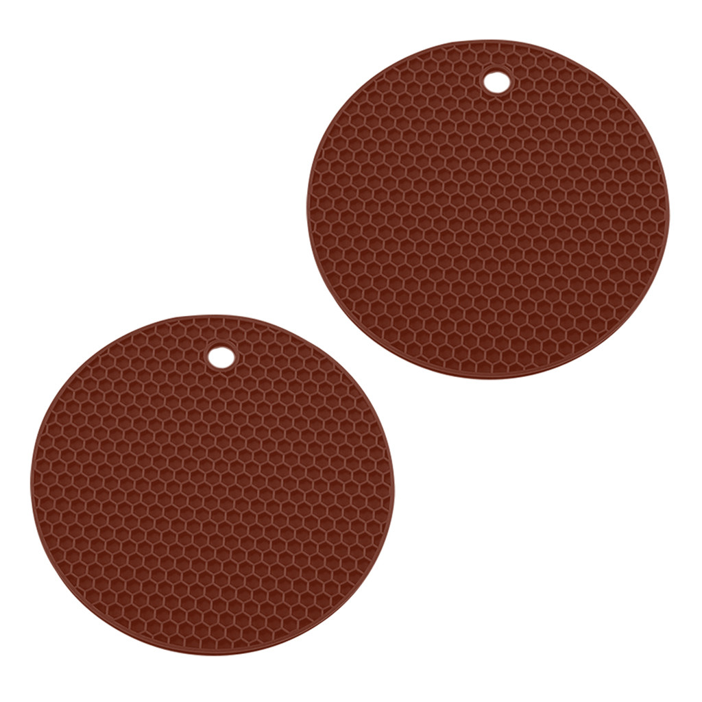 2 Pc Siliconen Pot Pad Keuken Warmtegeïsoleerde Antislip Cirkel Matten Isolatie Placemats #25: Coffee 