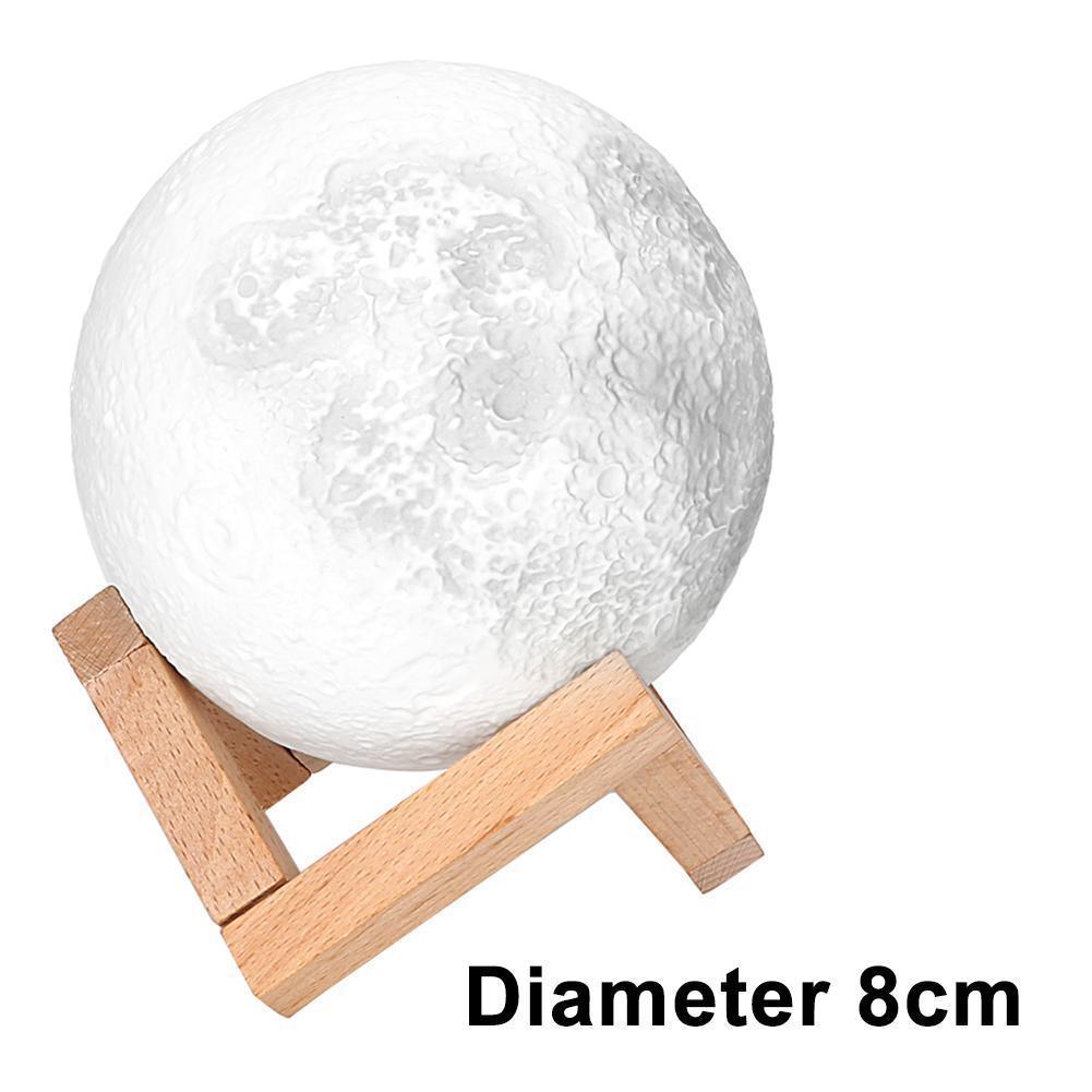 Juguetes mágicos de 8CM LED con control táctil Luz de luna Luna luminosa Día de los niños juguetes de luz con cable USB recargable