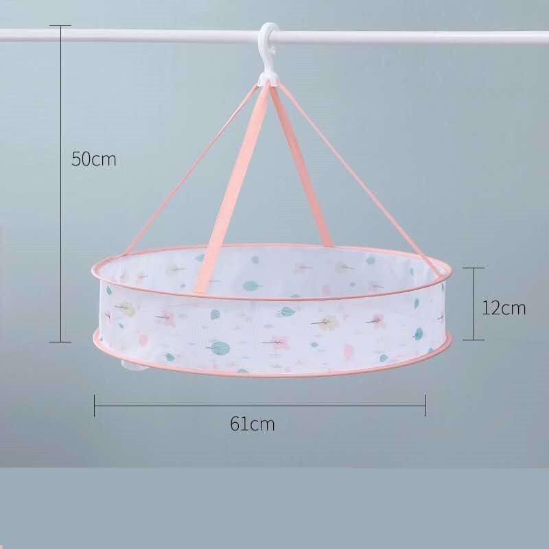 Cartoon Style Clothes Laundry Drying Net Single Double Layer Underwear Drying Basket Round Sweater Socks Drying Net Windproof: 1 layer F 61cm