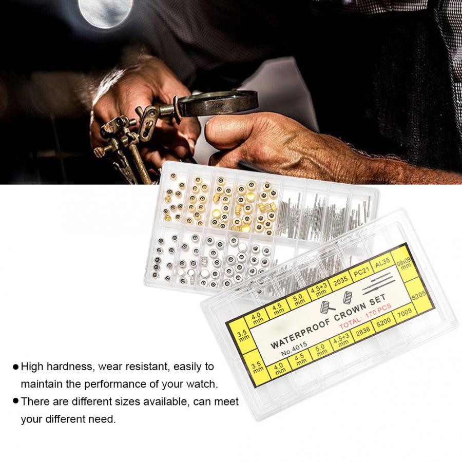 Multisize Horloge Kronkelende Stem Extender Extension Bar + Kronen Vervanging Part Rvs Horloge Reparatie Accessoire Horloge Maker