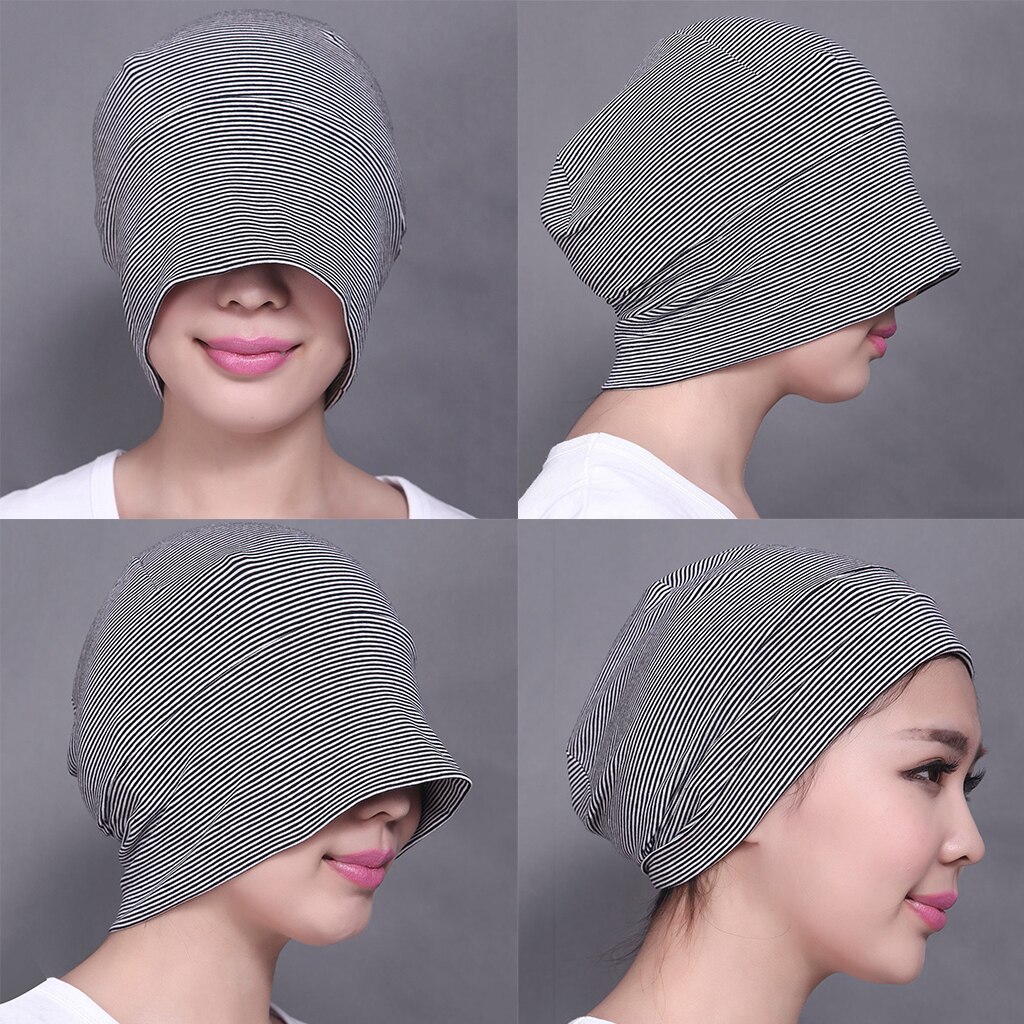Volwassen Mannen Vrouwen Katoen Night Cap Vlakte Slapen Hoed Beanie Zachte Slaap Patch Slaap Solid Caps Zwart Wit