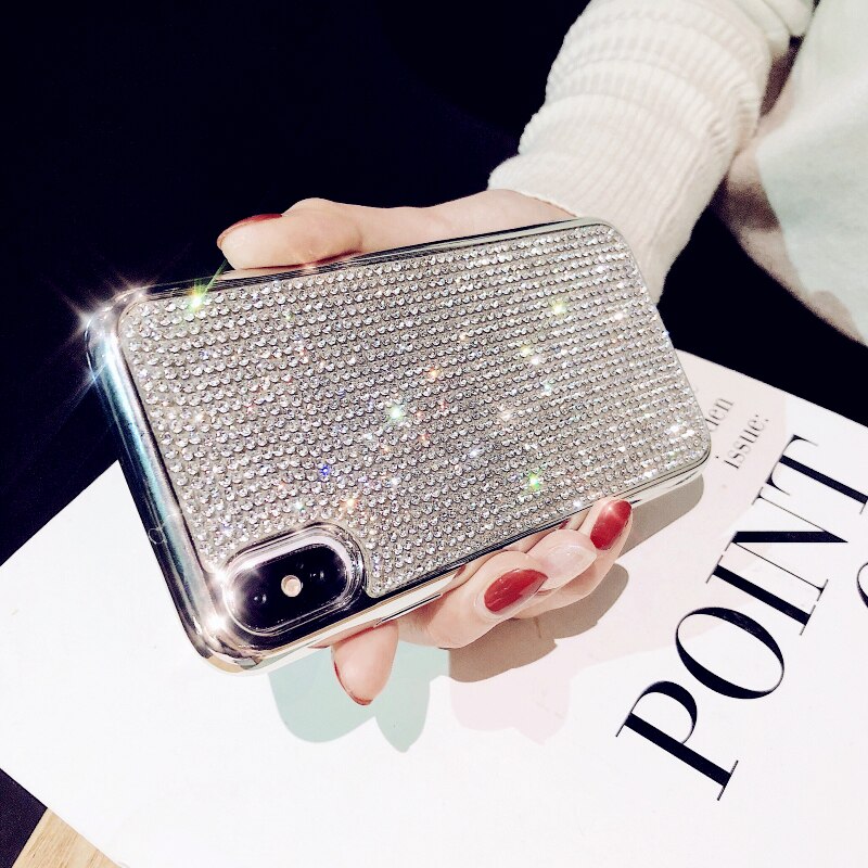 YOACHEY Diamond Glitter Case voor iphone X XS MAX XR 7 8 6 6s Plus Zachte TPU Siliconen Terug cover Bling Strass Meisje Telefoon Gevallen