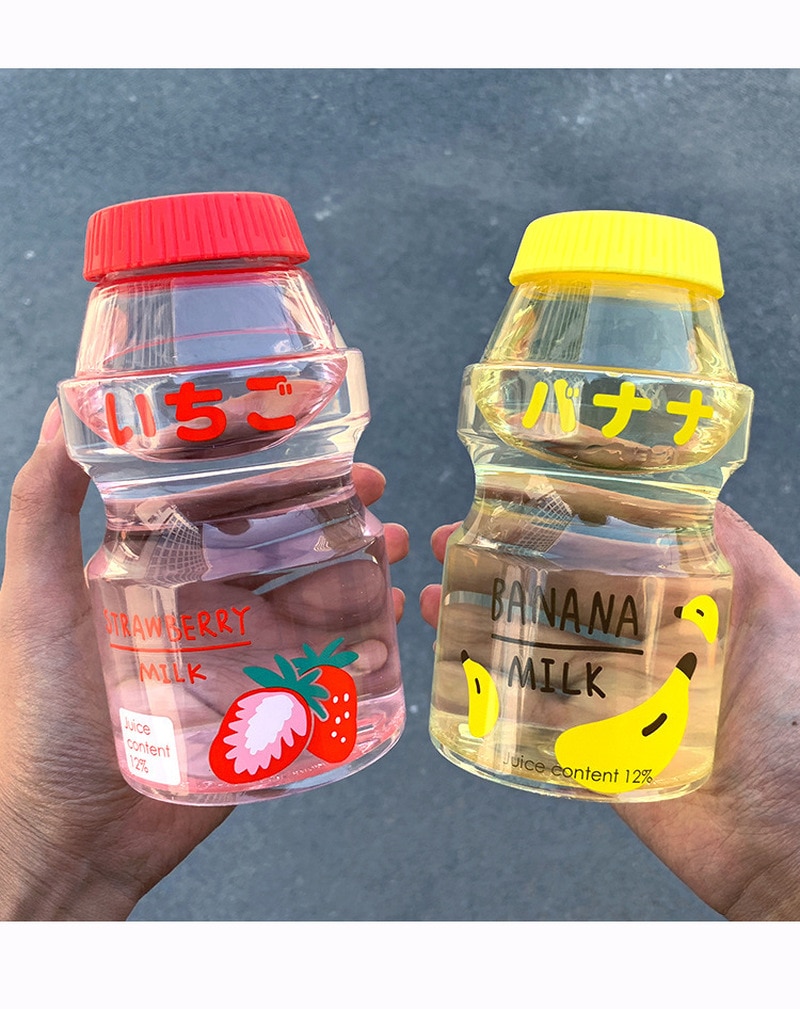 480Ml Plastic Waterfles Tour Drinken Fles Yakult Vorm Leuke Kawaii Melk Cartoon Shaker Fles Voor Kids Meisje Volwassen glas