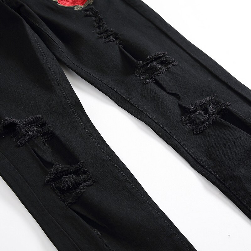 Jean déchiré à imprimé floral pour homme, pantalon en Denim, grande taille, style Patchwork, directe