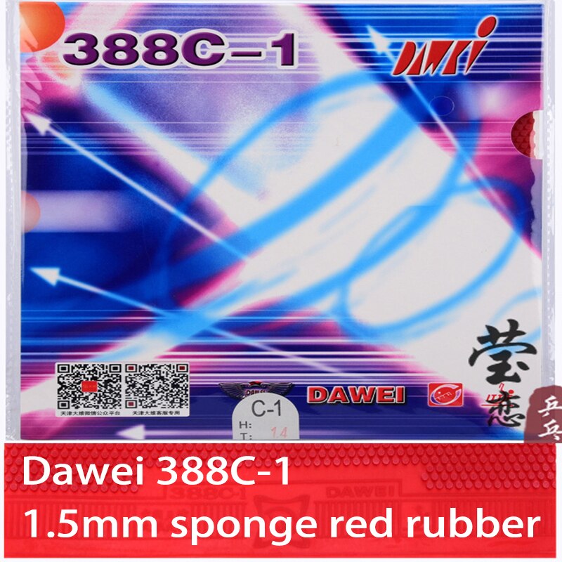 Dawei 388C-1 tenis stołowy guma robić rakietki robić tenisa stołowego sport rakietka robić tenisa stołowego guma: 1.5mm czerwony