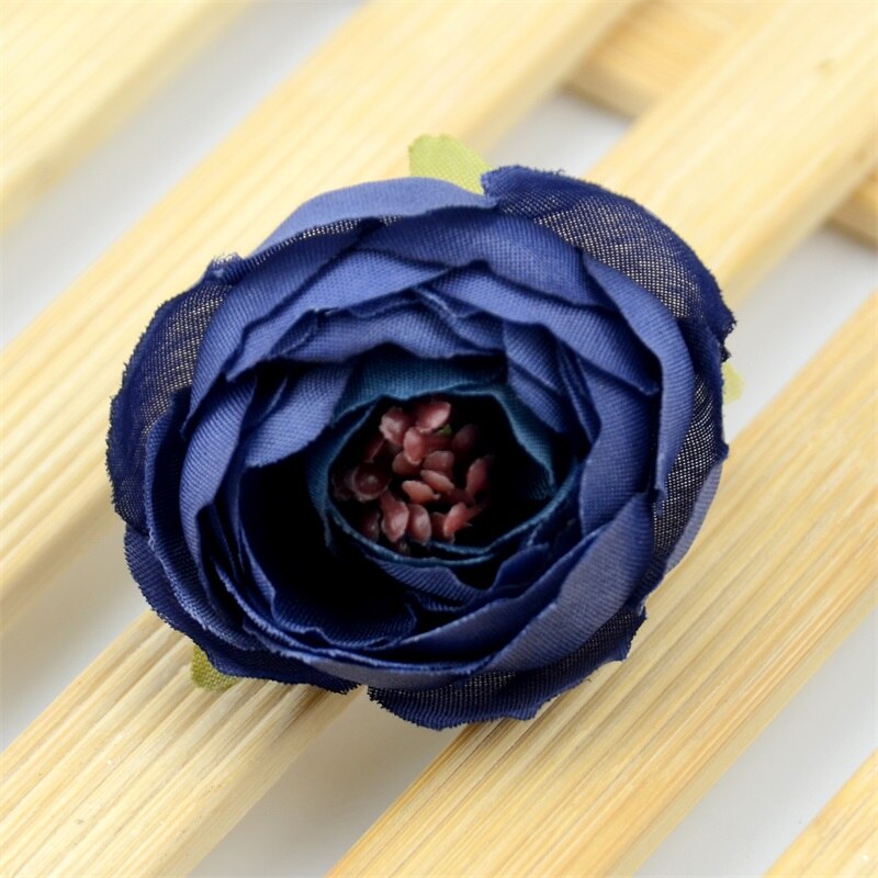 30 st 3.5cm mini konstgjorda rosknoppar snittblomma huvud bröllop juldekoration gör det själv sreath hantverk blommor tillbehör: Kungsblå