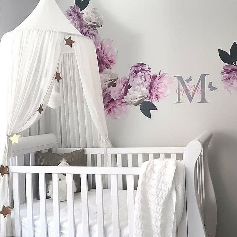 1 stk børn baby seng baldakin sengetæppe myggenet gardin sengetøj kuppeltelt værelse indretning krybbe net: Hvid