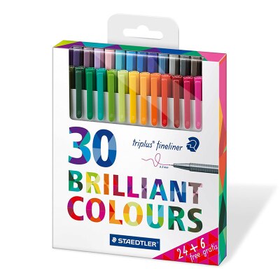 STAEDTLER 334 Triplus Fineliner bolígrafos brillantes colores lápiz de líneas finas rotuladores de arte/15/20/30/36/42/48 colores 0,3mm para pintura: 30 Colors Set