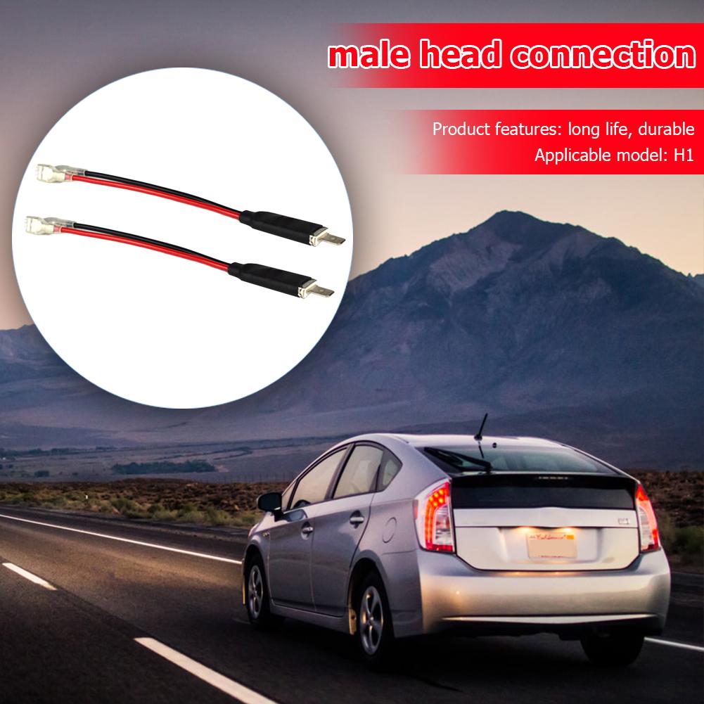Safety Headlight Adapter Cables High 2x Male Plug Single Diode Converter Adapter Cables for H1 LED HID Headlight Bulb
