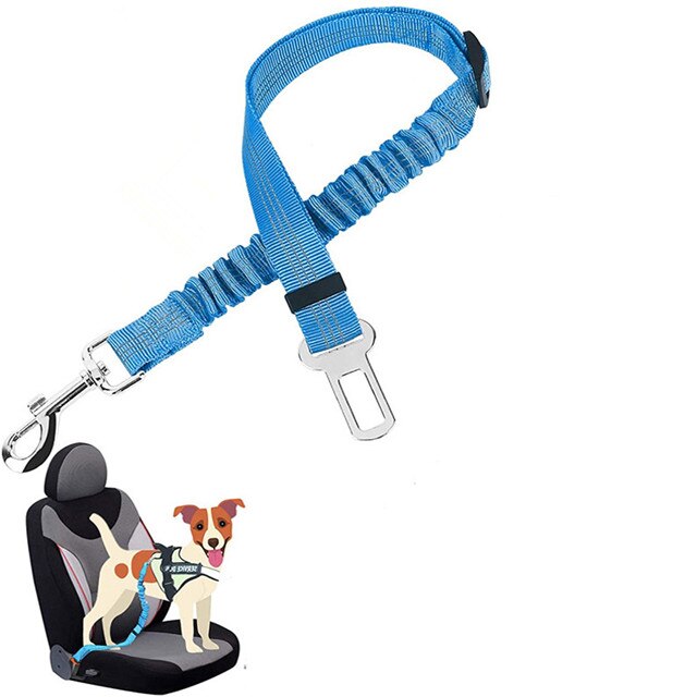 Nylon Pet Dog Seat Belt Verstelbare Harness Leads Riemen Elastische Reflecterende Pitbull Puppy Huisdieren Voertuig Veiligheidsgordel Reizen Veiligheid Touw: Light Blue