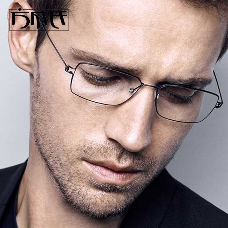 Dänemark Schraubenlose Brille Rahmen Männer Schmale Quadratische Luft Titan Ultraleicht Business Dünne Rand Brillen Korea Brillen
