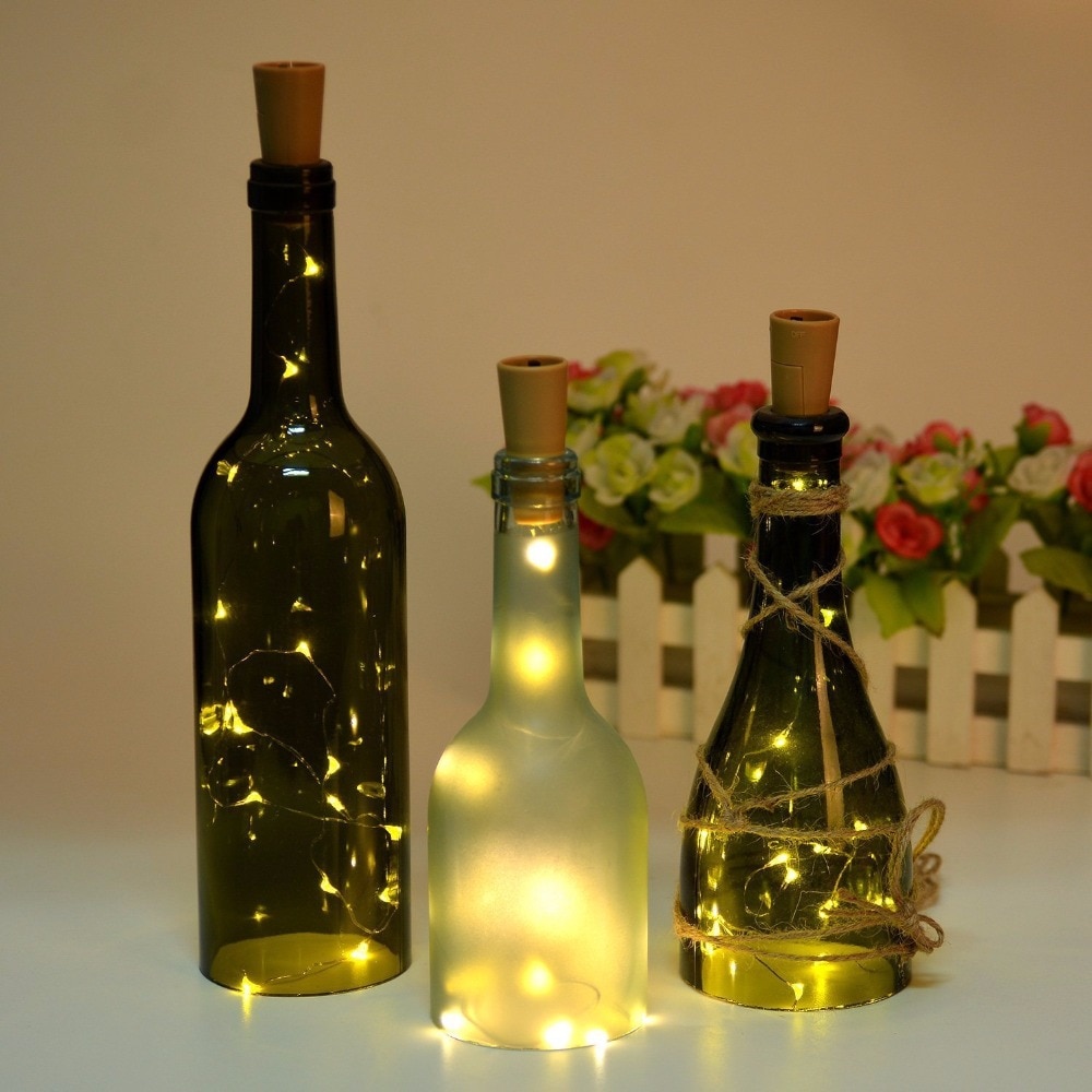 Guirlande lumineuse LED en fil de cuivre blanc 1M 2M, guirlande décorative pour bouteille artisanale en verre, décoration de noël à la maison
