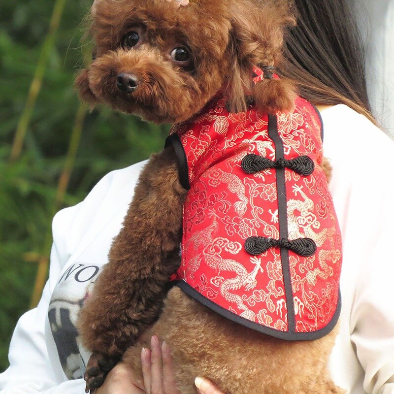 Chinese Year Dog Clothes Tang Suit Cat Chinoiserie Cheongsam Red Clothes Chinese Costume Pet Clothes