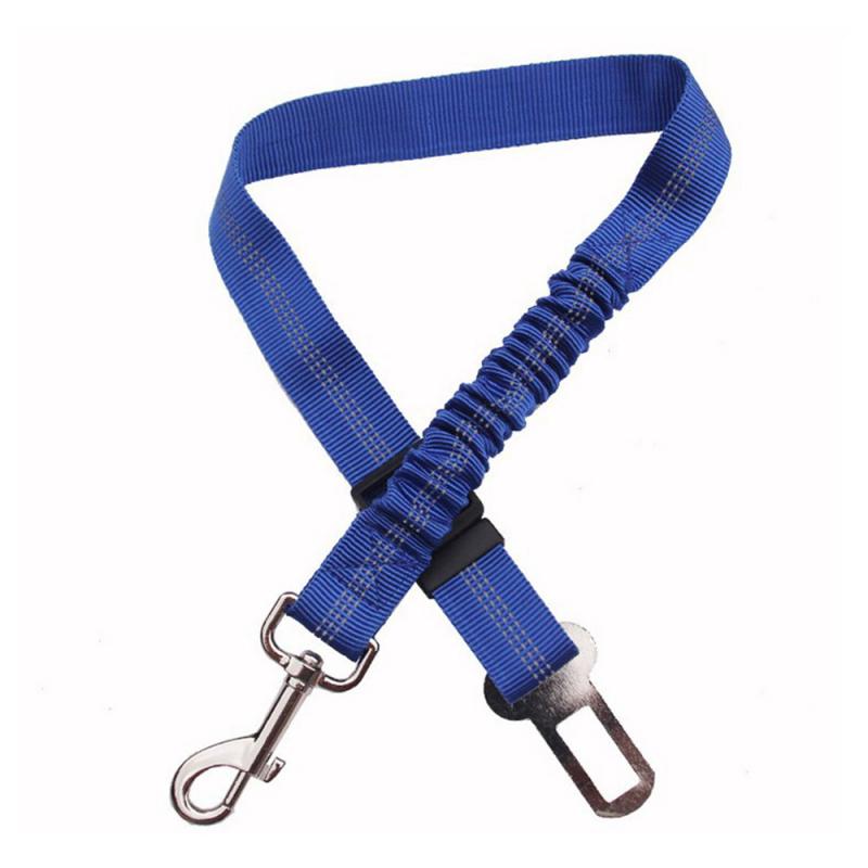 Anti-Shock Pet Dog Car Seat Belt Clip Bungee Lead Vehicle Travel Safety Harness: Blue