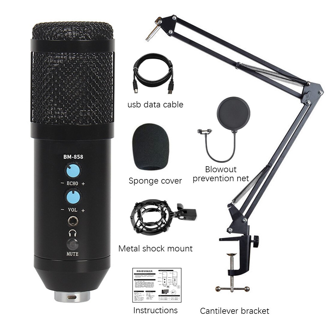 Microphone Condenser Sound Recording 3.5Mm Wired BM 800 Microphone Kits With Shock Mount For computer Studio Record: Green