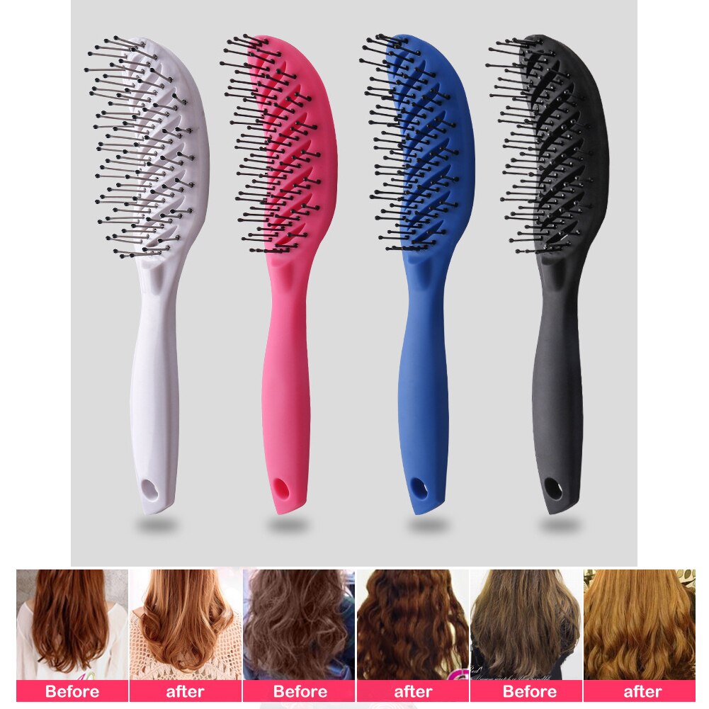 Gebogen Anti-Statische Haar Massage Kam Nat Droog Styling Borstel Voor Thuis Salon