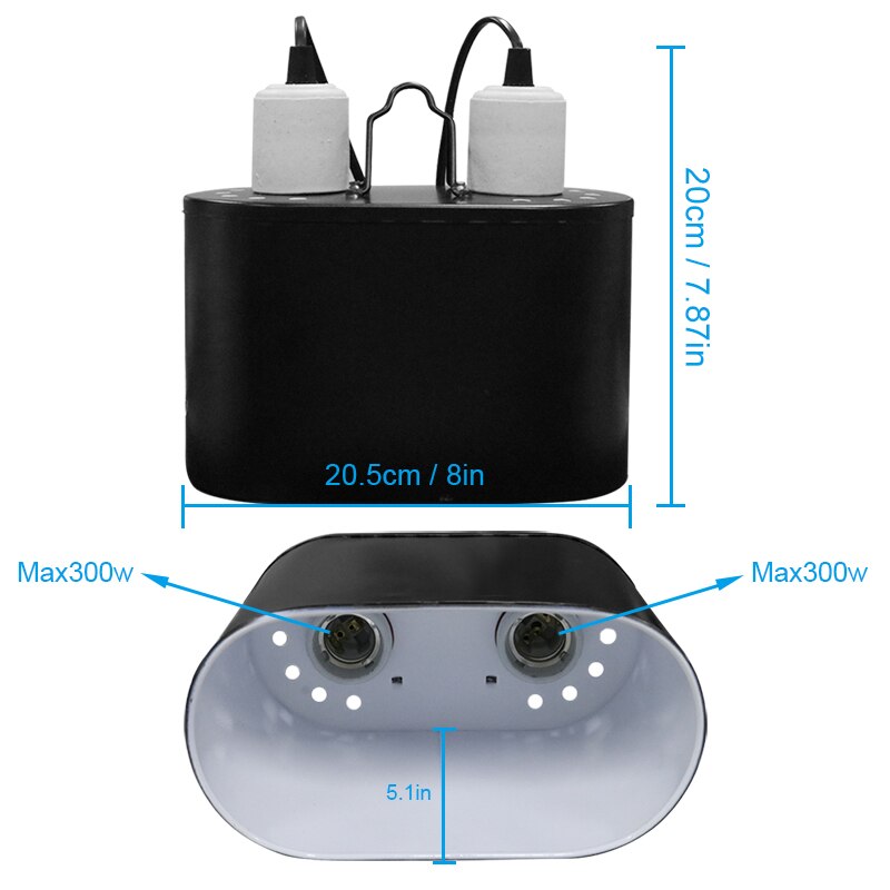 Dual Reptile Light Fixture for Reptile Dome Uvb Light Fixture Dual Lamp Cap Combo Integration Heat Lighting Lamp Kit