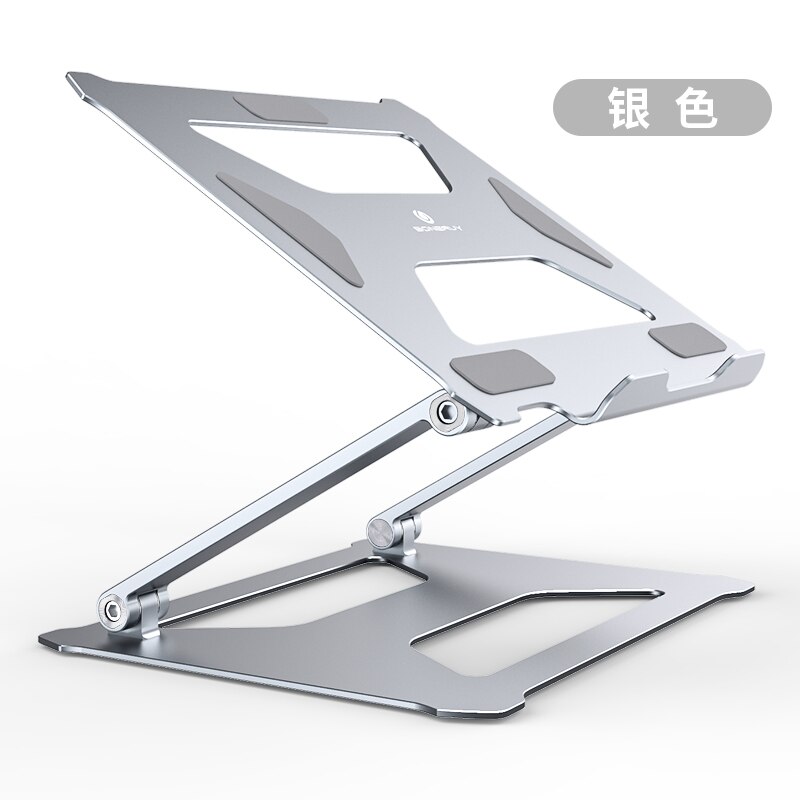 Aluminum Alloy Adjustable Laptop Stand Folding Portable for Notebook MacBook Computer Bracket Lifting Cooling Holder Non-slip: P18 Silver