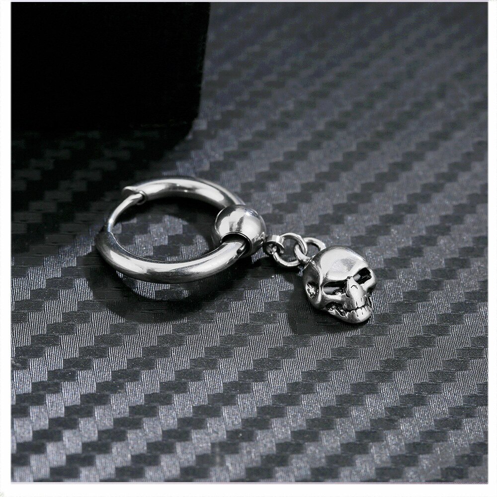 Vintage Skull Earrings for Women Goth Hoop Earrings Men Party Jewelry Aretes De Mujer Punk Piercing Stainless Steel Earrings