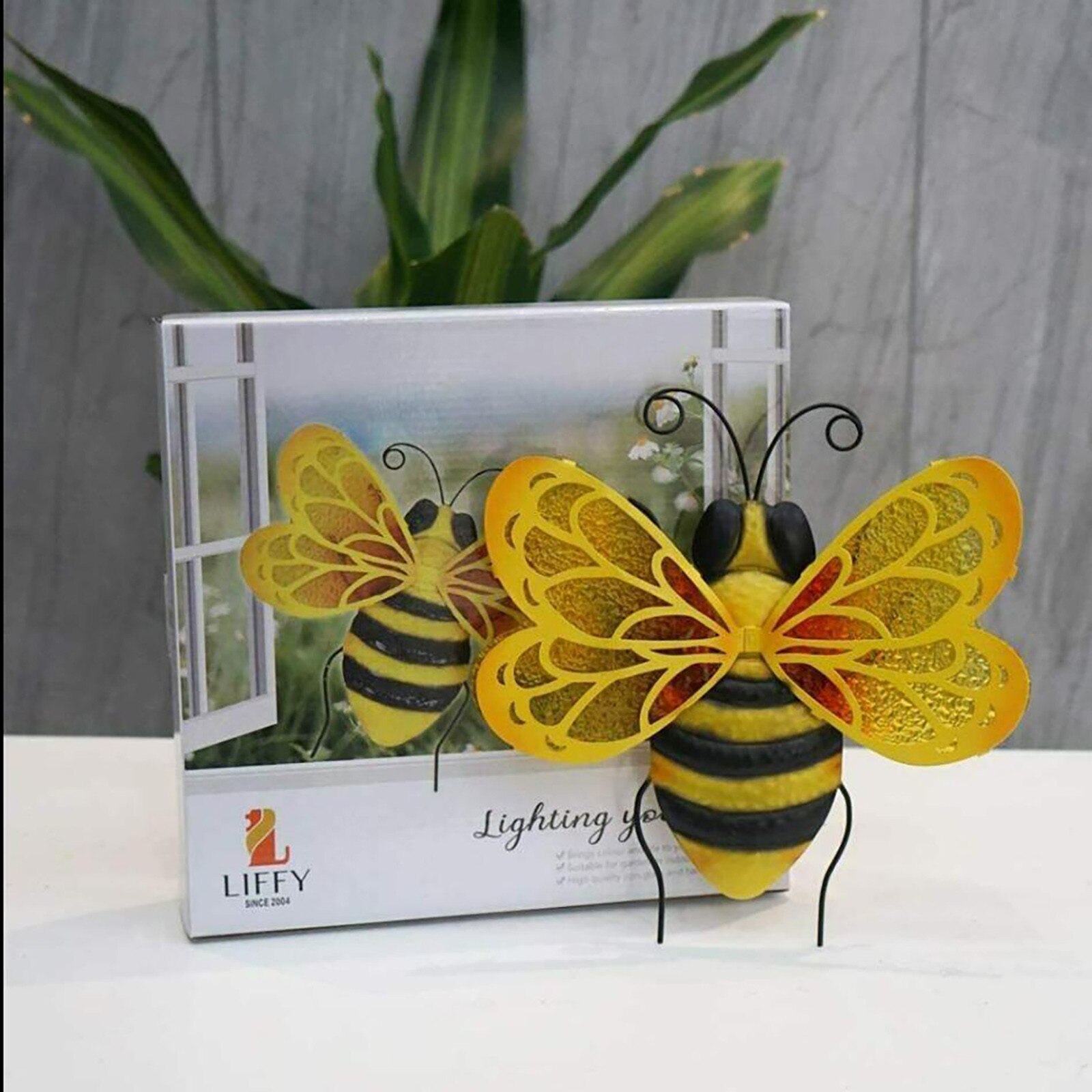 Figuras decorativas de Metal para decoración de jardín, suministros de exterior, acentos de abeja para jardín, # t1p