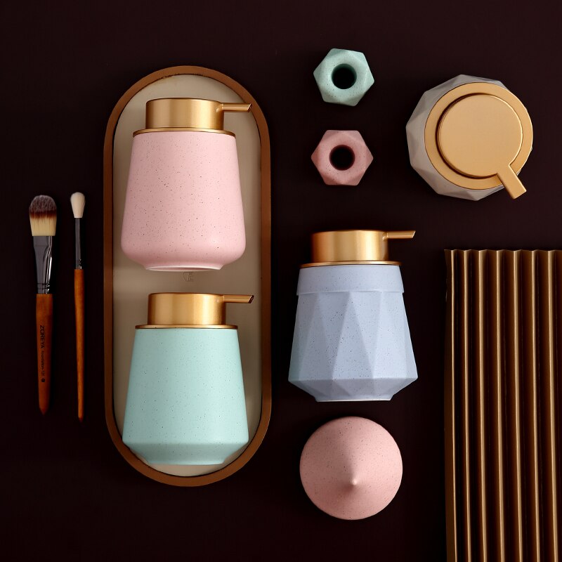 Ceramic Liquid Soap Dispenser Bottles Shower Gel Shampoo Bottle Hand Sanitzer Dispenser Bathroom Accessories Set