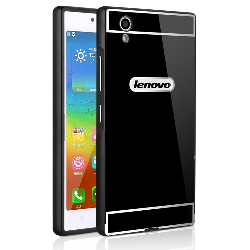 For Lenovo P70 Case Luxury Mirror Cover Metal Aluminum Bumper Frame Case For Lenovo P70 Case P70-T Gold Plated PC Back Cover 5.0