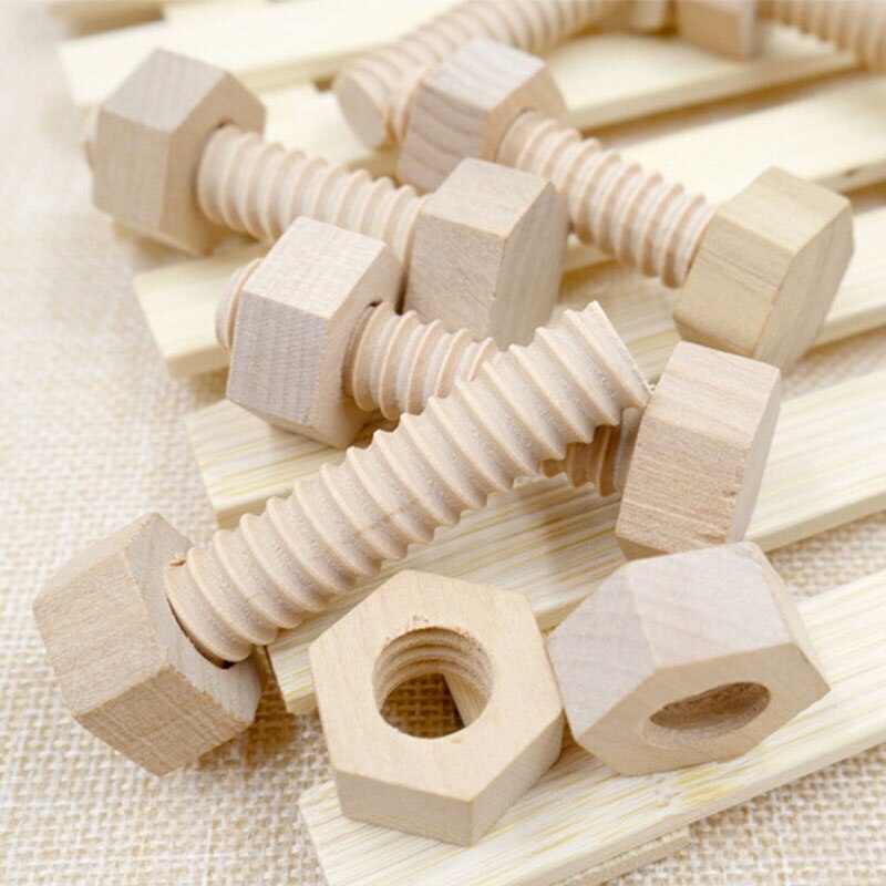 Early Education Educational Screw Nut Assembling Wooden Toy Solid Wood Screw Nut Hands-On Teaching Aid Educational Toy For Child