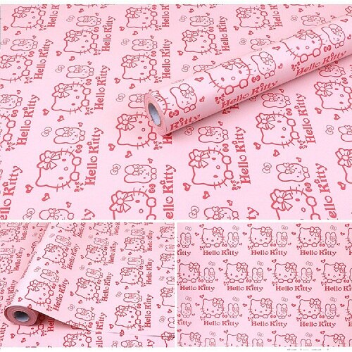 45 CM X 1000 CM HelloKitty Waterdichte PVC zelfklevende behang muurstickers woonkamer TV muur slaapkamer kids creatieve: Geel