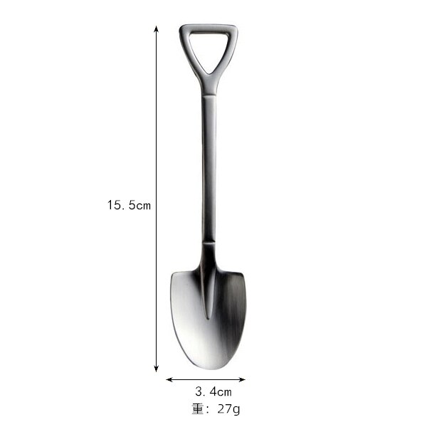 304 stainless steel spade spoon mini short handle round spoon square spoon dessert ice cream cute spoon: Red