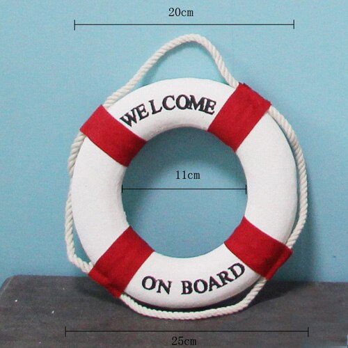 Welcome Wall ornament Life Buoy Foam Aboard Nautical Life Lifebuoy Ring Boat Wall Hanging Mediterranean Style Home Decor: 25cm A