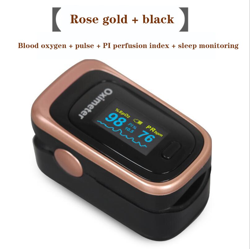 SpO2 PR Oximete Finger Clip Oximeter Respiratory Rate PI Sleep Monitoring Finger Pulse Oximeter Breath Rate: Black gold