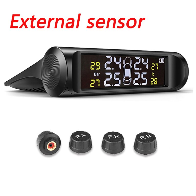 Smart Car TPMS Tyre Pressure Monitoring System Solar Power Digital LCD Display Auto Security Alarm Systems Tyre Pressure: External sensor