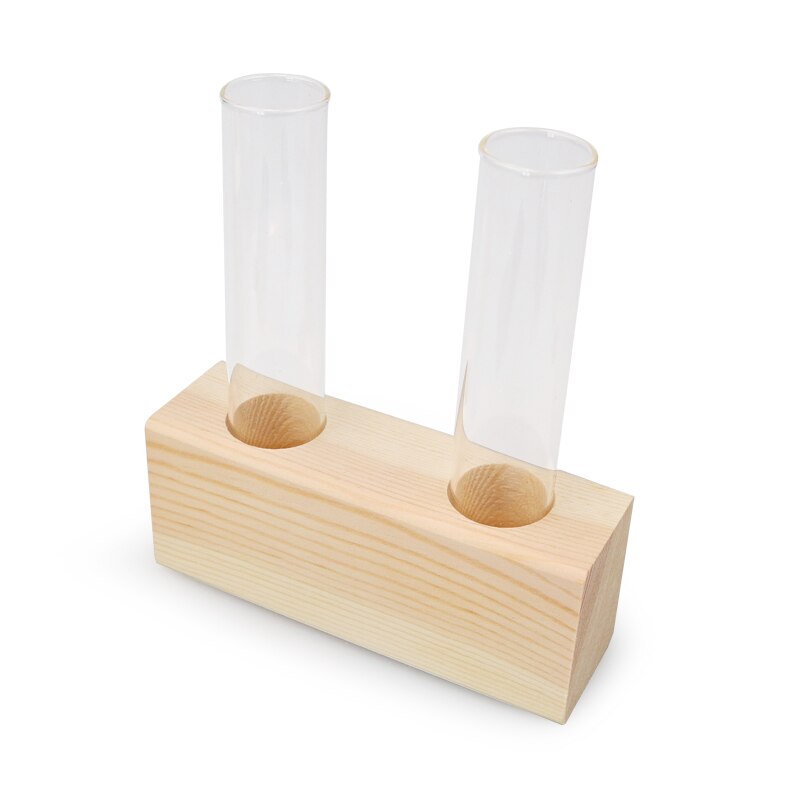 Florero de cristal para el hogar, florero de tubo de ensayo, soporte de madera, macetas de flores para plantas hidropónicas, decoración de jardín: Type B