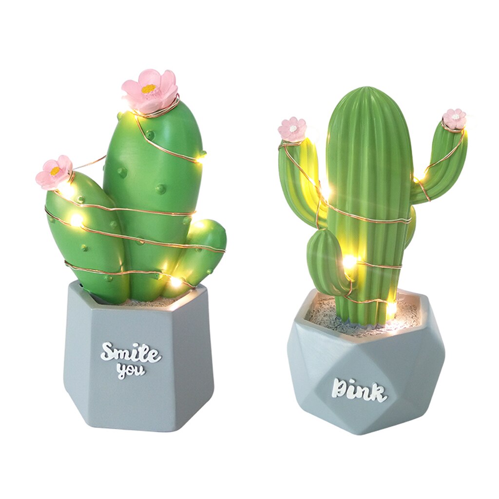 Veilleuse LED en résine, Cactus, d&#39;anniversaire pour enfants, décoration de chambre à coucher