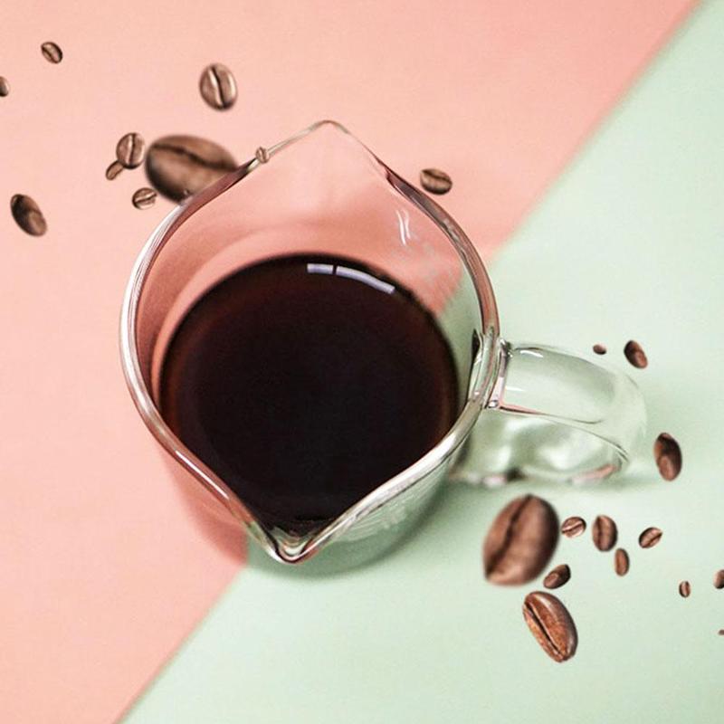 Värmebeständigt glaskaffe mätkopp dubbel pip för och kökskopp