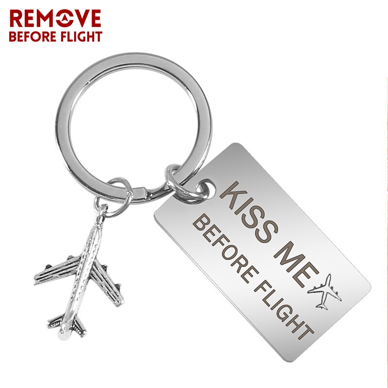Car Key Chains Kiss Me Before Flight Car Keychains Mens Key Ring Chain for Aviation Airworthy Metal Key Holder