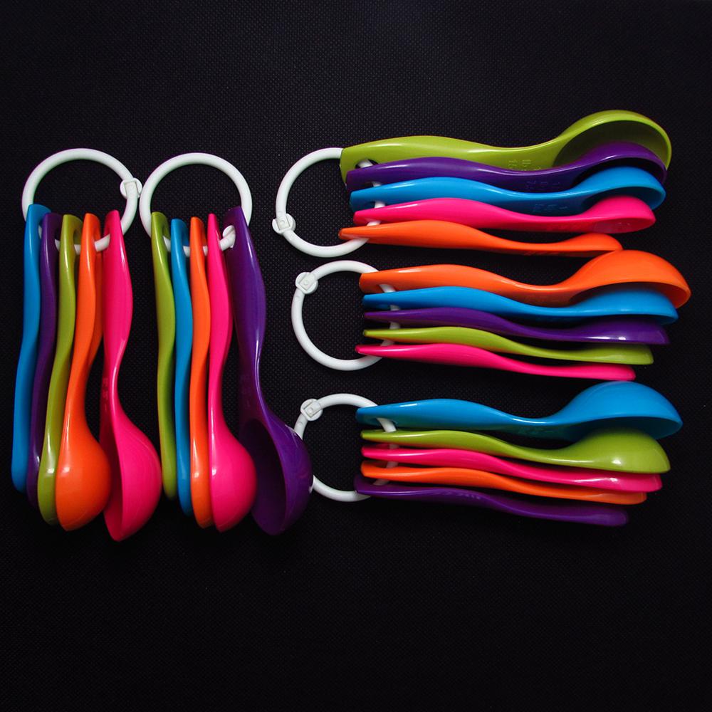 5 sztuk miarki kolorowe cukru ciastka pieczenia łyżki plastikowe miarka pieczenia łyżka pomiaru mleka w proszku naczynia kuchenne narzędzia