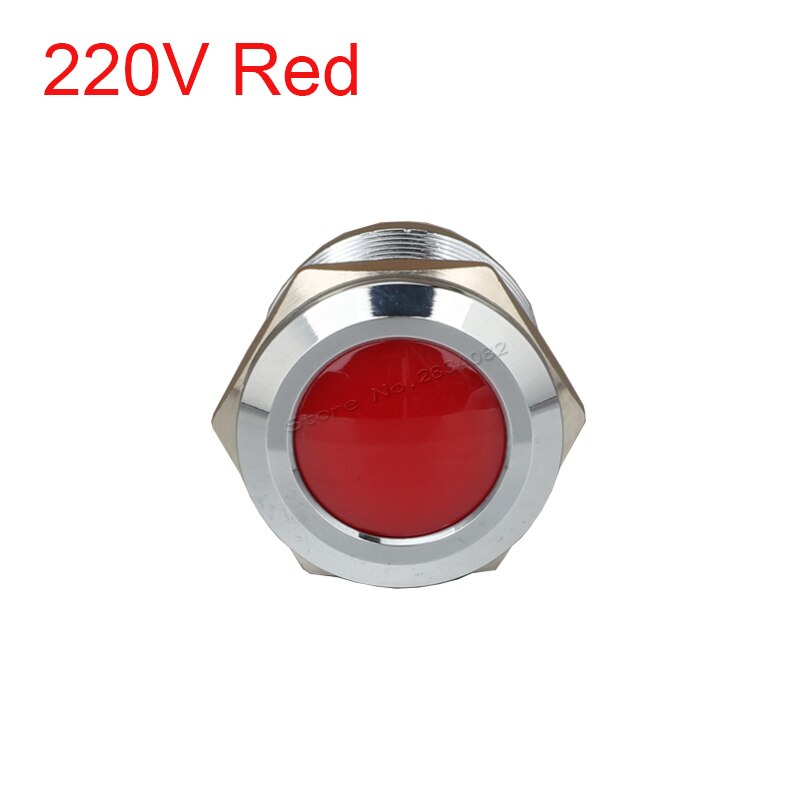 22mm Metal Indicator light LED Signal Lamp Warning light Car Boat Pilot Panel Signal Light 6V 12V 24V 220V 110V RGBYW Waterproof: 220v Red