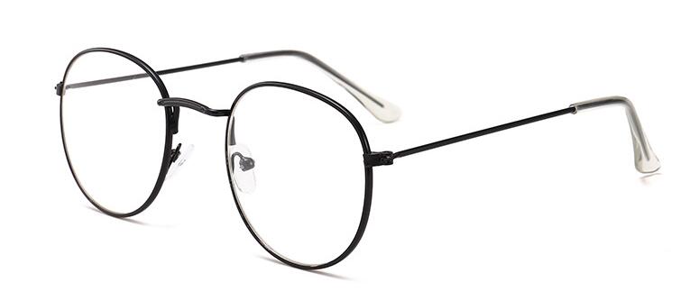 Kvinde briller optiske rammer metal runde briller ramme klar linse eyeware sort sølv guld øjenglas: Sort