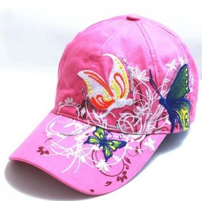 Ymsaid sommer justerbare snapbacks baseball kasketter kvinder dame blomster sommerfugl broderet hat: Lyserød