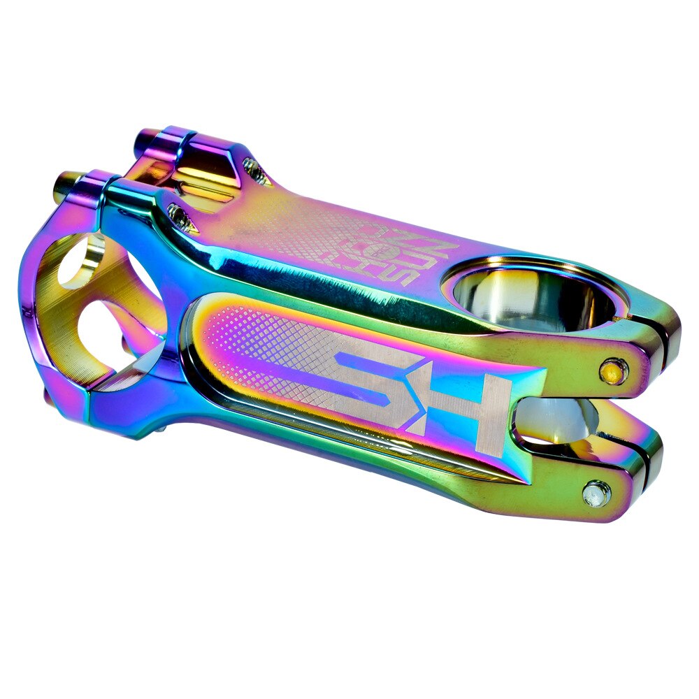 31.8*80mm Rainbow Bike Stem Full CNC Bicycle Handlebar Stem Mountain Road Bike Stem 0 Degree Colorful XC AM MTB Stem Bike Parts: Rainbow 110mm