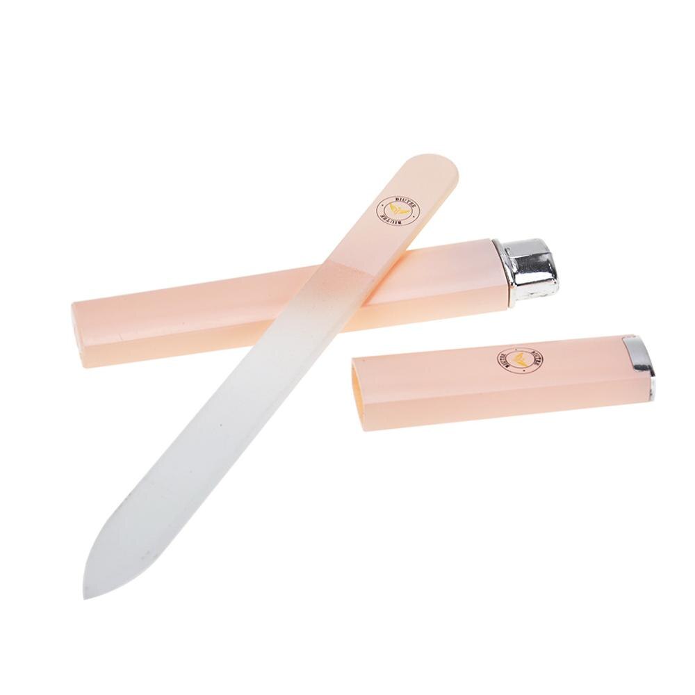 1 Uds. De lima de uñas de cristal rosa/Verde/plata dispositivo de manicura herramienta para manicura duradero uña limas: Rosa