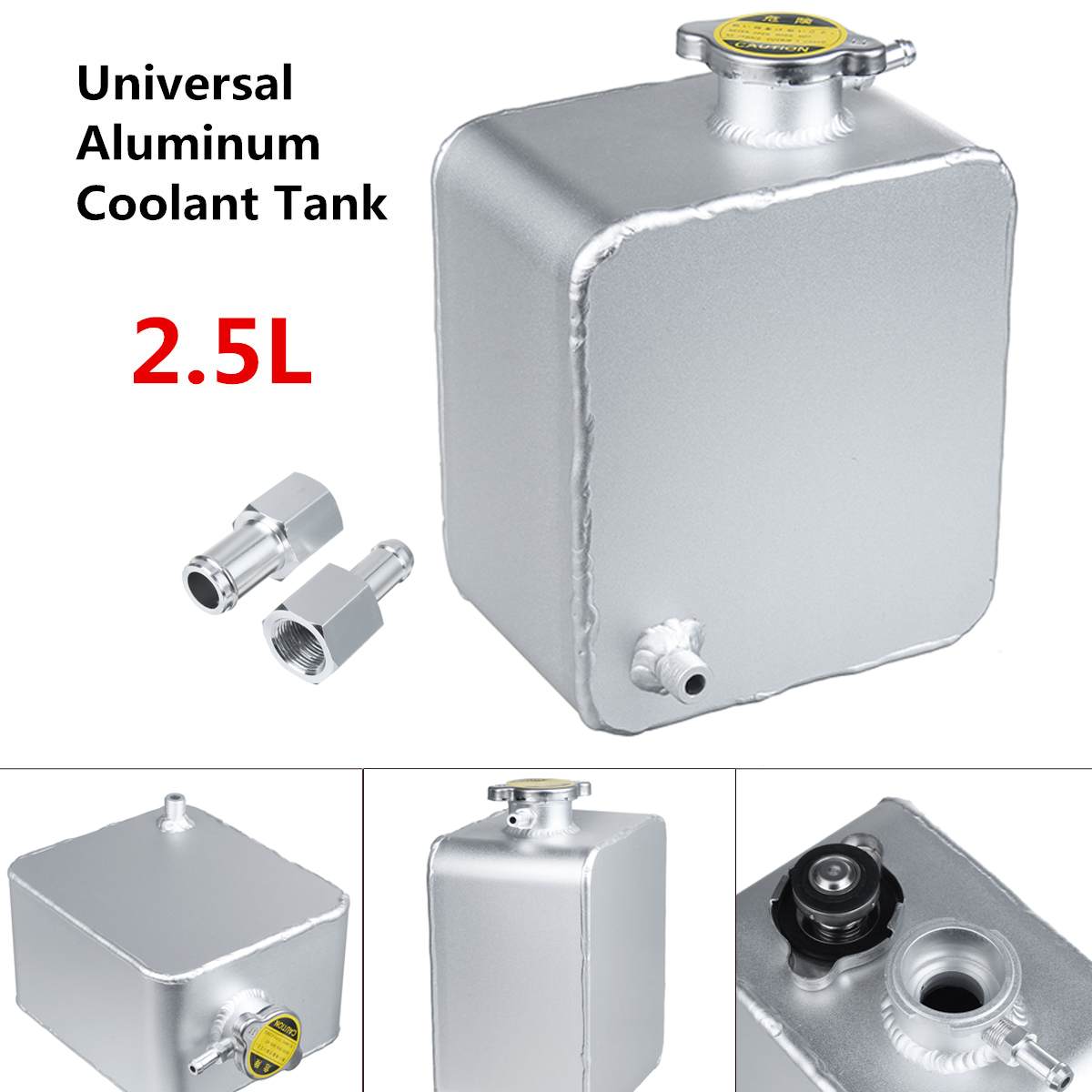 2.5Litre Alloy Header Expansion Water Tank & Cap Water Header Tank Coolant Overflow Tank Reservoir Universal