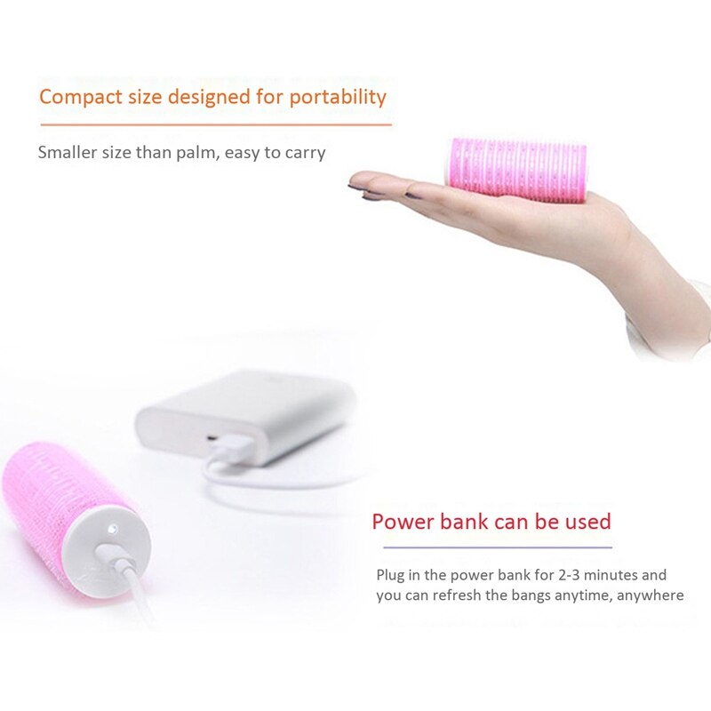 2Pcs/Set USB Heated Self-Adhesive Hair Rollers DIY Curlers Hair Styling Tool Curls Hairdressing Tools