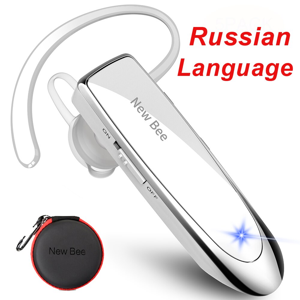 Bee – écouteurs sans fil V5.0, mains libres, 24h d&#39;autonomie, avec micro antibruit, pour iPhone et xiaomi,: Russian White
