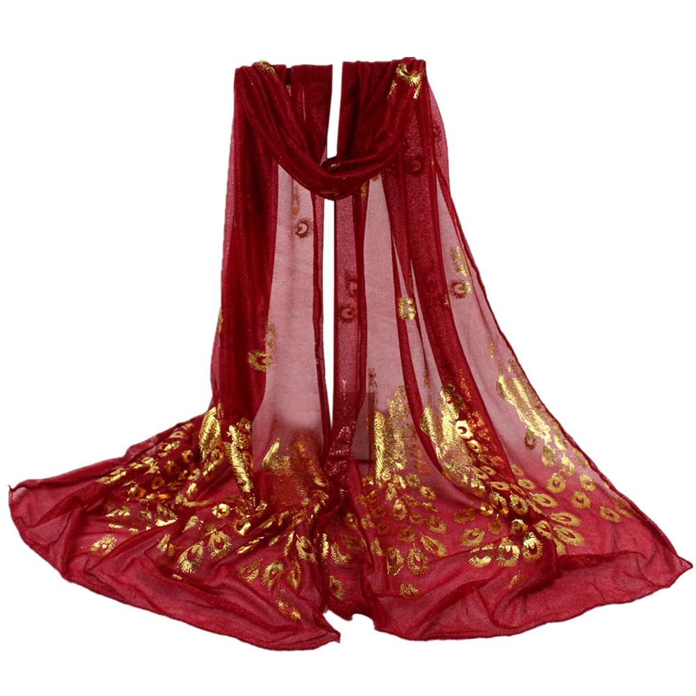 25#  kvinnor flerfärgad påfågel blomma halsduk lång mjuk wrap stal pashmina halsduk tryckt lång mjuk wrap sjal scarf платок женский: C