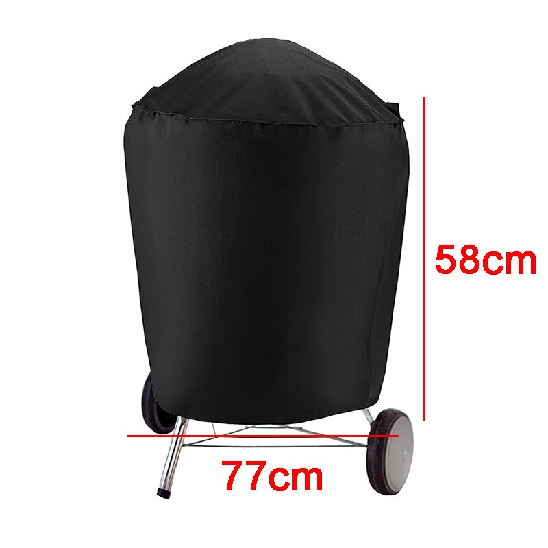 draussen Schwarz Wasserdicht BBQ Abdeckung Weber schwer Pflicht Grill Abdeckung Schutz Runde Rechteck Grill Grill-Grill BBQ Zubehör: runden-58x77cm