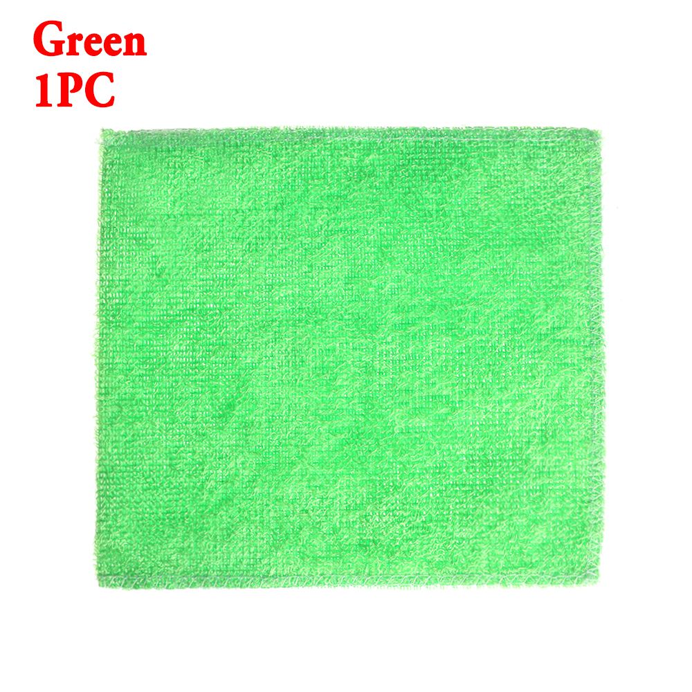 1PC Anti-grease Dish Cloth Bamboo Fiber Washing Towel Scouring Pad Kitchen Household Supplies Cleaning Rags Tools 4 Styles: Style 1-Green
