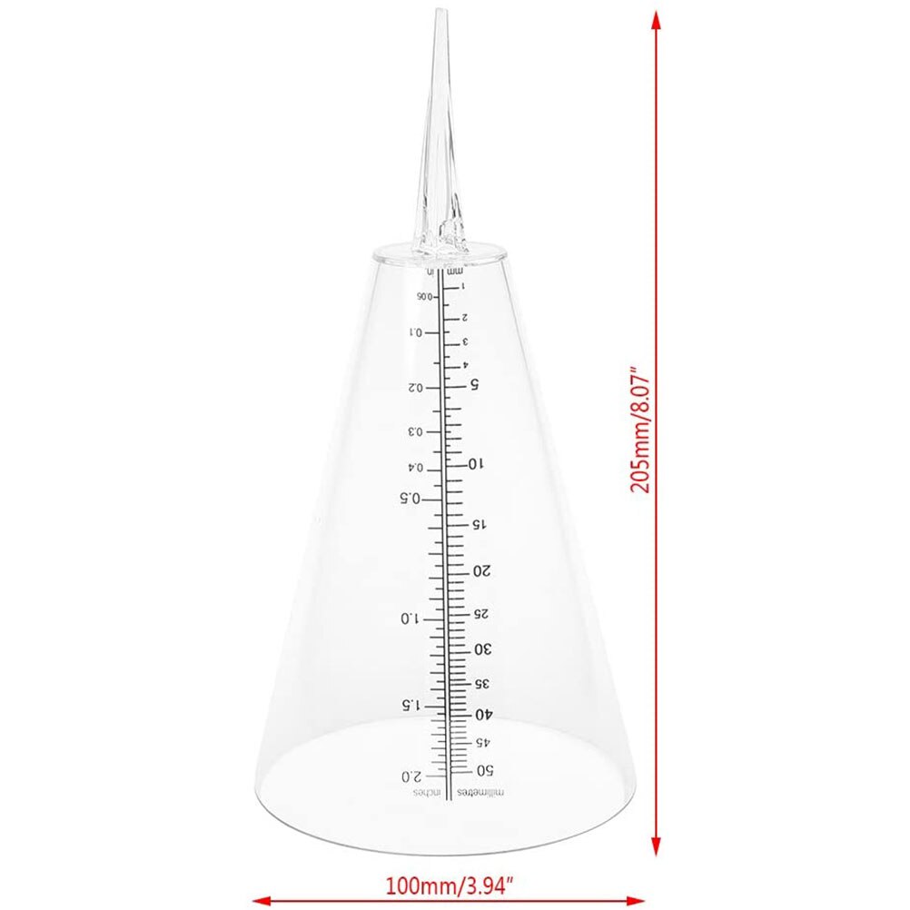 Rain Measuring Cup Clear Rain Gauge Dual Scale Cone Rain Gauge Outdoor Rain Measuring Cup